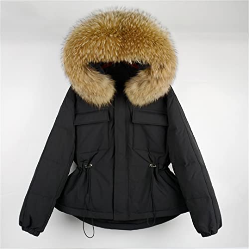 Doudoune en duvet de canard 90% et capuche fourrure Black Fur1