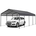 Metal Carport Carports with Enhanced Base Heavy Duty Garage Outdoor Galvanized Car Shelter for Car, Boats and Truck (12X20FT)