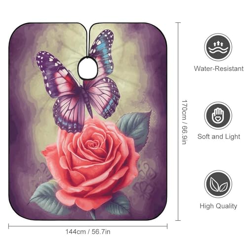 Capa para Corte de Cabello Mariposa y Rosa Ajustable 66.9x56.7 pulgadas miniatura 2