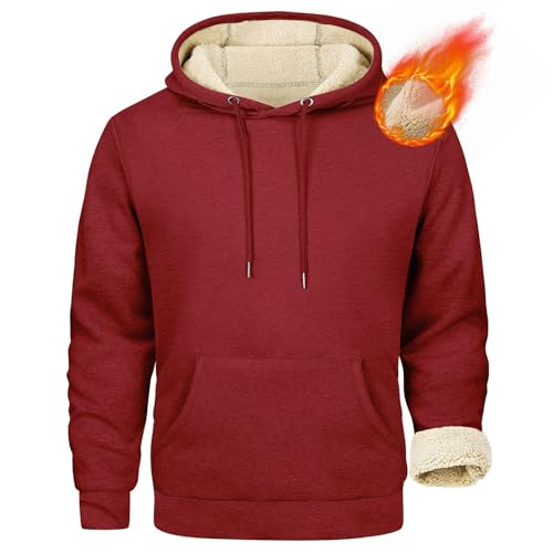 Hoodies For Men Heavy Thick Fleece Lined Winter Windproof Warm Athletic Sweatshirts Pullover Pockets, M-3XL3