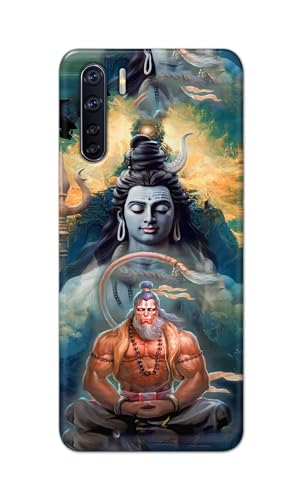 Image of PRINTFIDAA Printed Hard Back Cover Case for Oppo F15 | Oppo F15s | Oppo A91 | Oppo Reno 3 4G Back Cover (Lord Shiva and Hanuma) -112