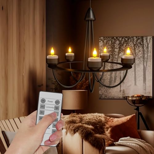 Image of SoulBay Rechargeable Flameless LED Tea Lights Candles with Remote Control, 2.17 inch x 1.57 inch, Set of 2, USB Charging Cable Included