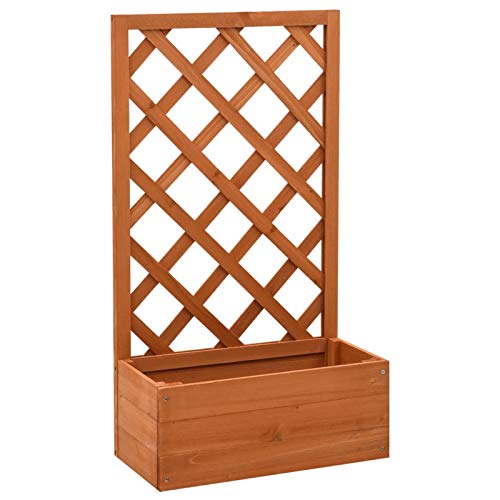 Tidyard Garten-Spalier mit Blumenkasten Pflanzkübel Holzkübel Holzhochbeet Gartenhochbeet für Balkon & Garten & Terrasse Orange 50x25x90 cm Tannenholz