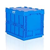 Faltbarer Mehrwegbehälter PK4030325 mit Klappdeckel | Kunststoffbox Blau 40x30x33cm - 30L | Lagerkiste Transportbox klapp- u. stapelbar | Lebensmittelbox Aufbewahrungsbehälter Campingbox