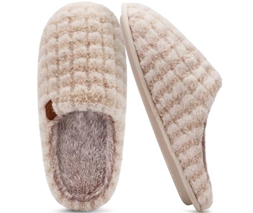 Image of COFACE Mens Cozy Memory Foam Scuff Slippers Casual Slip On Warm House Shoes Indoor /Outdoor Sandal Slippers With Arch Support Rubber Sole Size 7-15