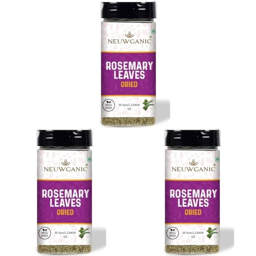 Image of Neuwganic - Rosemary Leaves (Dried) | Gulmehandi Leaves Whole | Aromatic Herb for Cooking, Baking & Teas | Ideal For Hair Growth | 35 Gm (Pack of 3)