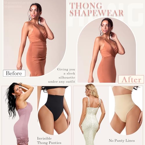 Image of Thong Shapewear for Women Tummy Control Underwear Butt Lifter Panties Seamless Body Shaper