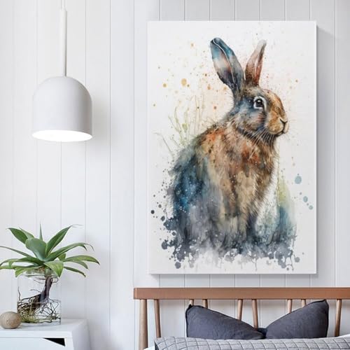 Peinture moderne de lapin pour décoration murale de cuisine ou chambre