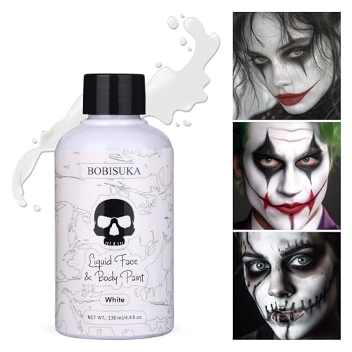 BOBISUKA White Face Body Paint Liquid Texture Washable Non Toxic