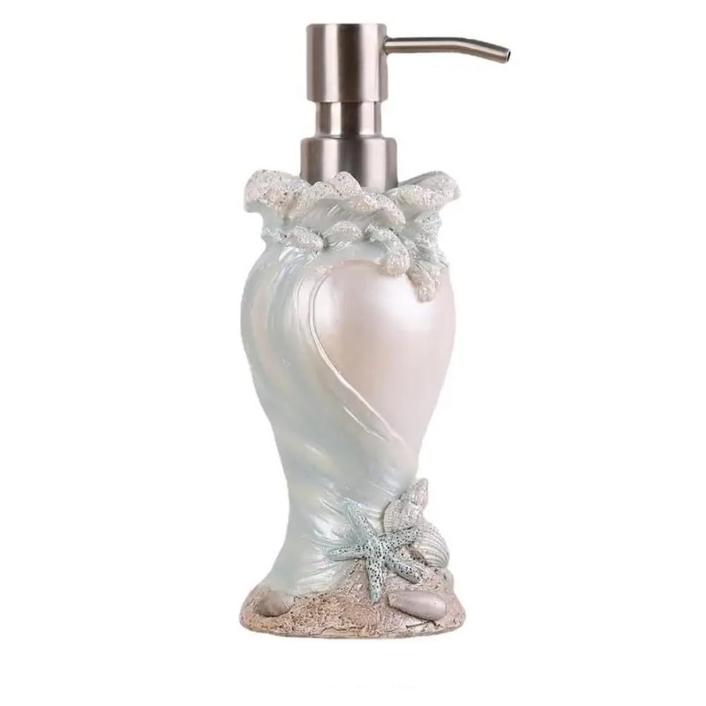 Rersduyt Seashells Soap Dispenser 6.7oz Seashells Design Soap Dispenser Soap Pump Bottles with Rust Proof Stainless Steel Pump