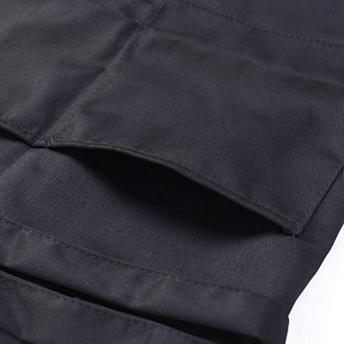 Uonlytech Avental de cintura unissex meio bistrô com 2 bolsos extra grandes, preto, meio avental de