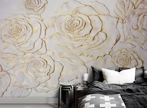 Papel Pintado 3D Flores En Relieve Papel Tapiz Mural 3D Fotomurales Decorativos Dormitorio S-13298 200X140CM