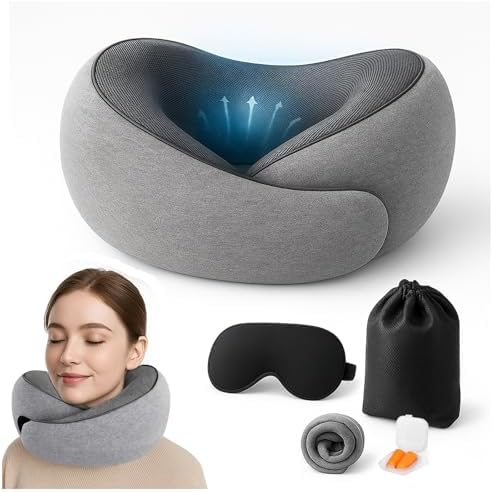 Almohada de Viaje,Almohada de Viaje para el Cuello con Máscara de...