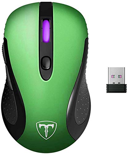 VicTsing Wireless Mouse for Laptop, 2.4G Portable USB Mouse Computer Mouse, Fit Hand Nicely, 5 Adjustable DPI, Page Down/Up Buttons, 20 Months Battery Life , Designed for PC, Desktop, Laptop(Green)