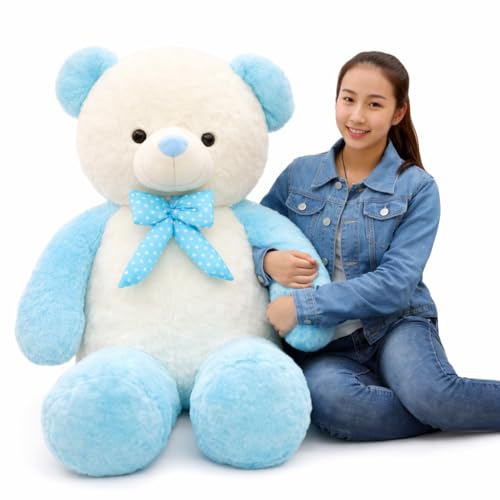 Image of JAI SHREE Soft Plush Teddy Bear for Kids & Girls | Cute Hugable Stuffed Toy with Bow for Birthday, Anniversary & Valentine's Dayt (Blue White, 3 Feet)