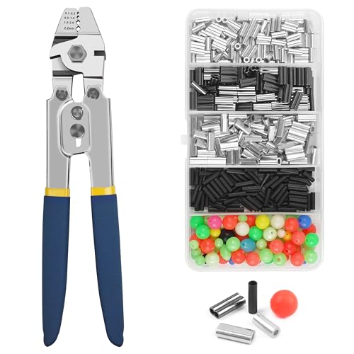 Wire Rope Crimping Tool with Cutter + 500pcs Crimp Sleeves
