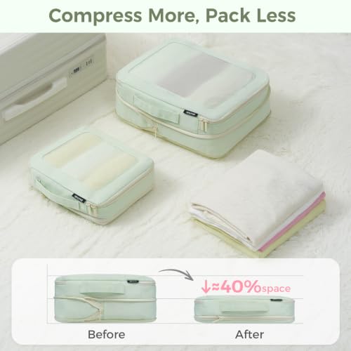 Image of BAGAIL Compression Packing Cubes for Travel Essentials, 6 Set-Green