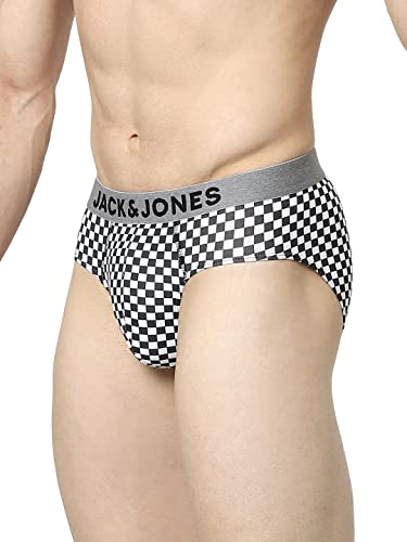 Image of JACK & JONES Men's Cotton Blend Modern Regular Checkered Briefs (Pack of 1)
