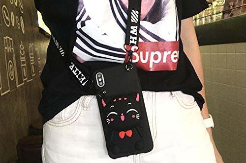 Sgvahy Phone Case For Iphone X/Iphone Xs Case Cute Wallet Iphone Case With Long Lanyard Cat Cartoon Phone Case 3D Kawaii Iphone Case Soft Silicone Shockproof Cover Protective Case For Womens Girls #TOP4