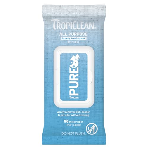TropiClean Pure All Purpose Dog Wipes, Breezy Fresh Scent, 50ct