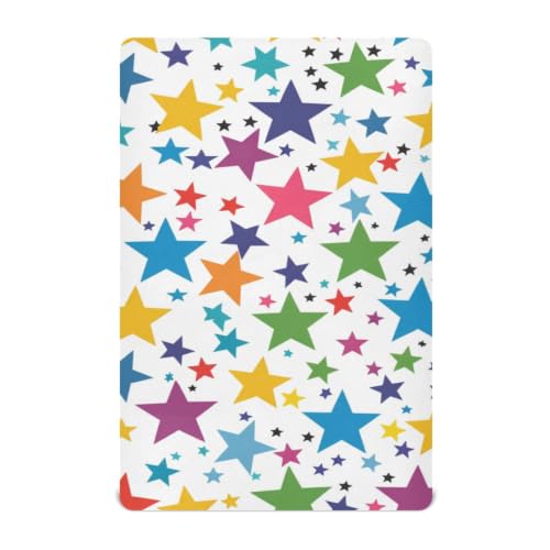 Image of Crib Sheet Breathable Soft Crib Mattress Sheet for Baby Toddler Boys Girls Fitted Crib Sheet Fit Standard Crib Mattress 52 x 28 Inch Minimal Rainbow Star