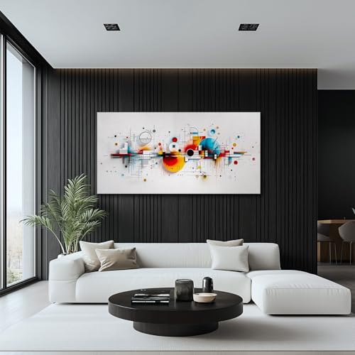 SERIMINO Colorful Abstract Large Wall Art, Geometric Dot Line Minimalist Canvas Prints Paintings, Modern Aesthetic Pictures Wall Decor Living Room Bedroom Game Room, Office Decor Artwork 30"X60"