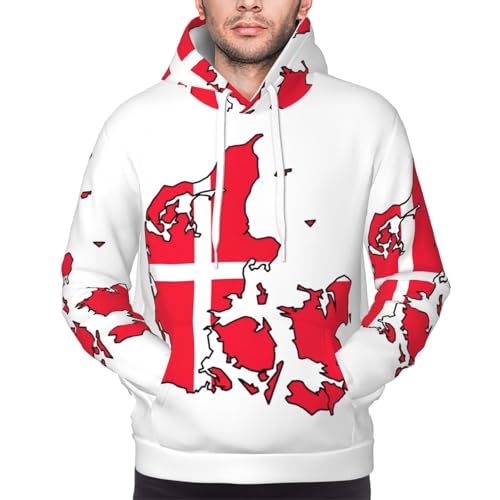 Sweat à capuche confortable homme EdWal imprimé Danemark pull de sport doux