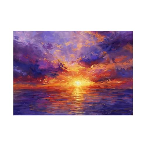 Impression sur toile intissée haut de gamme coucher de soleil marin 80x120cm