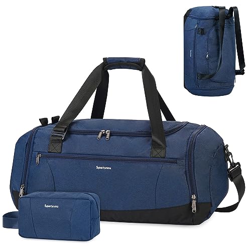 Sporttasche Rucksack Herren Reisetasche mit Schuhfach & Nassfach und Kulturbeutel Weekender-Tasche Damen Trainingstasche mit Trolley-Ärmel, Blau