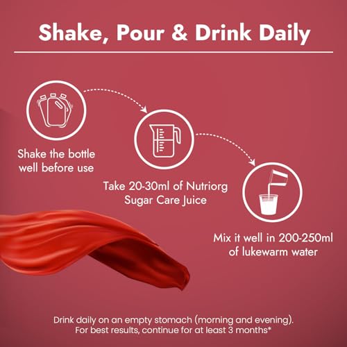 Image of Nutriorg Sugar Care Juice 500ml | Pure & Natural Sugar Care Juice | Controls Blood Sugar Levels | Made with Karela, Amla, Jamun, Methi, Aloe Vera, Haldi, Giloy, Arjun, Neem Ras, Tulsi Ras, Ashwagandha, Gurmar & More Herbs | Ayurvedic Blend for Diabetic Care | Manage Blood Sugar & Insulin Levels