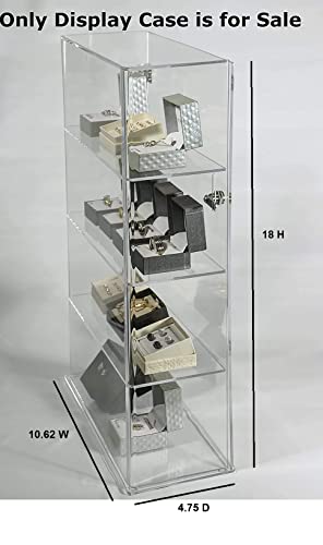 4 Tier Transparent Acrylic Display Case with Lock,Clear Show Case for Collectible, Vertical Curio,See-Through Locking Cabinet,Dustproof Protection 10.25 x 4.25 x 18.25 Inches - Thumbnail 6