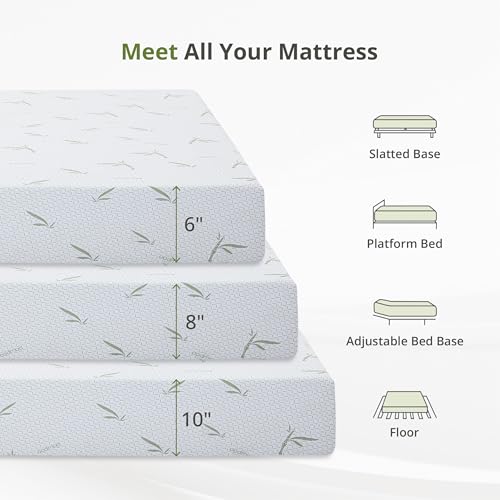 Image of EGOHOME 12 Inch Full Size Mattress, Cooling Green Tea Gel Memory Foam for Pressure Relief, Medium Firm Support, Fiberglass Free, Bed in a Box, CertiPUR-US Certified