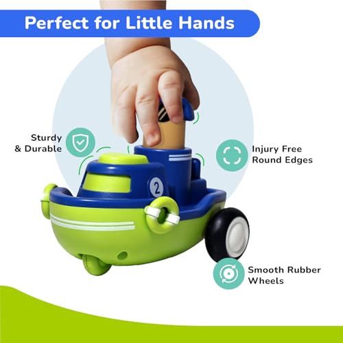 Image of R for Rabbit Orapple Rider Push and Play Mini Toy Car Set for Kids | Non-Toxic BPA Free 4 Pcs Combo of Toy Racing Car, Train, Aero Plane & Speed Boat (Multi 2)