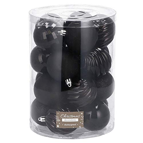 SPRINGOS Julgransboll | Konstkula | 20 styck|Krosssäker|Julkulor|Glitter|Matt|Glan|Juldekoration | Jul (svart)