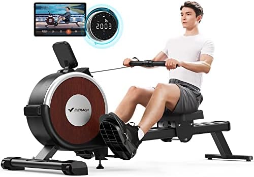 Electromagnetic Rowing Machine with Exclusive MERACH App, Dual Slide Rail Design Magnetic Rower, True 350LB Max Weight, Rowing Machines for Home Use, Auto Resistance Feature