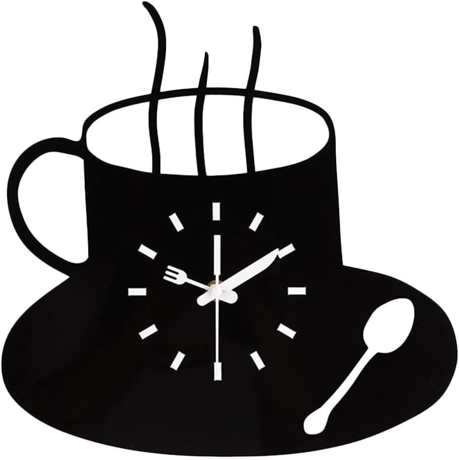 BESTOYARD 12 Inch Coffee Wall Clock Silent Non-Ticking Acrylic Creative Decorative Clock for Kitchen Living Room Home