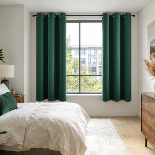 Image of MIULEE Hunter Green 100% Blackout Curtains for Bedroom 40x54 Inch Length