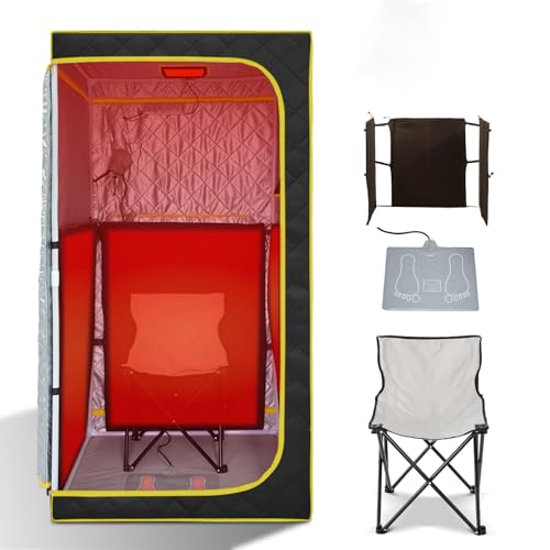 Portable Infrared Sauna, Full Size Far Infrared Sauna, One Person Sauna Tent, Separate Heating Foot Pad and Portable Sauna Chair Home Saunas for Relaxation Detox