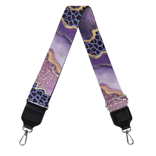 Image of Coldinair Leopard Print Replacement Shoulder Strap for Women Lady Purple Marble Handbags Bag Straps Wide Straps for Luggage, Crossbody Strap,Guitar Strap for Purses