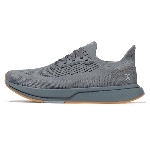 FLUX FOOTWEAR Adapt Runners for Women and Mens Barefoot Minimalist Shoes – Wide Toe Box, Zero Drop Sole, Lightweight & Flexible, Perfect for Walking, Running and Everyday Comfort - Grey/Gum