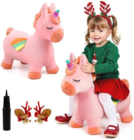 EVERICH TOY Bouncy Horse Unicorn Toys, Inflatable Bouncing Animal...