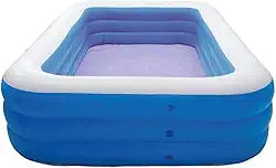 Piscina inflável retangular azul - Fabricada em PVC resistente, adequada para crianças e adultos, transforme o seu jardim, pátio ou varanda no local de entretenimento da família! (150cm)