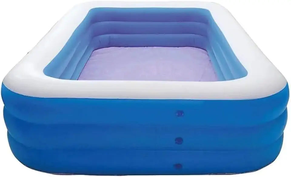 Piscina inflável retangular azul - Fabricada em PVC resistente, adequada para crianças e adultos, transforme o seu jardim, pátio ou varanda no local de entretenimento da família! (150cm)