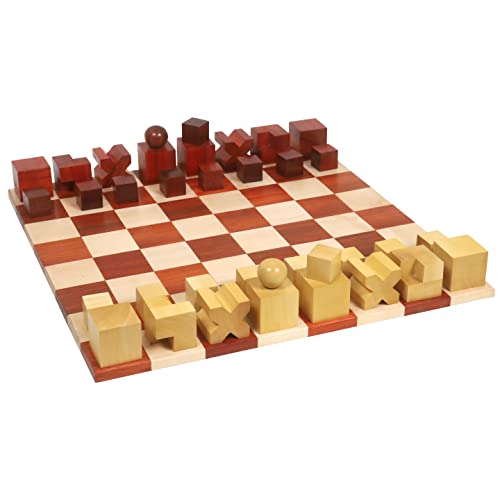 Combo Échecs Bauhaus 1923 Jeu Complet Bois de Rose avec Plateau Royal