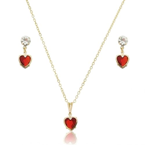Conjunto Corrente Colar Cordão Brinco Feminino Pingente De Coração Delicado Folheado Dourado Perfeit