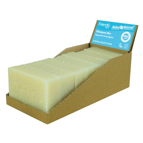 Friendly Soap - Naked & Natural Peppermint & Eucalyptus Shampoo Bar (7 x 95g), Nourishing, Moisturising, Plant-Based, Cruelty-Free, Made By Hand, No SLS or Parabens, Sustainable, Recyclable