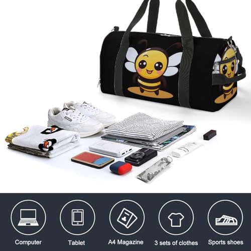 Cute Bee Sports Gym Bag Lightweight Travel Duffel Bag Workout Bags Casual Weekender Bag for Men Women4