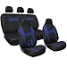 OxGord Car Seat Cover - Poly Cloth Two-Tone with Front Low Bucket and 50-50 or 60-40 Rear Split Bench - Universal Fit for Cars, Truck, SUV, Van - 10 pc Complete Set