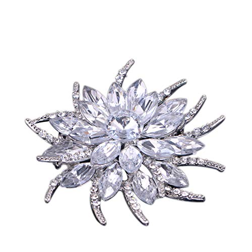 Julhold Broschen Damen Drei Farben Vergoldet Strass Kristall Bouquet Blumenschal Pin & Brosche Schal Clip Kopftuch Schal Schal Brooch Schmuck(Weiß) Cover