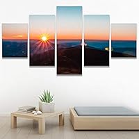SIGNWIN 5 Panel Canvas Wall Art Sunset in The Mountains for Home Decorations Ready to Hang - 60